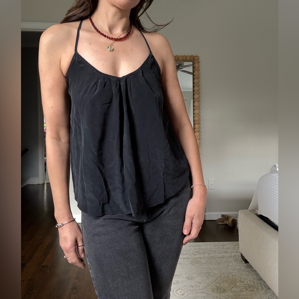 Amanda Uprichard Racerback Black Silk Camisole